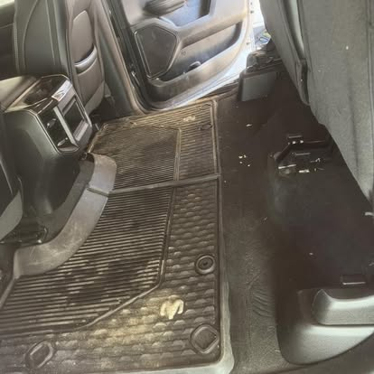 Truck floor before and after full interior detail, before